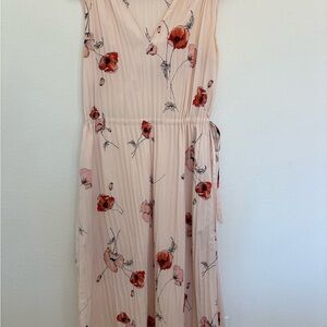 Vince Floral Midi Dress in Cream and Red